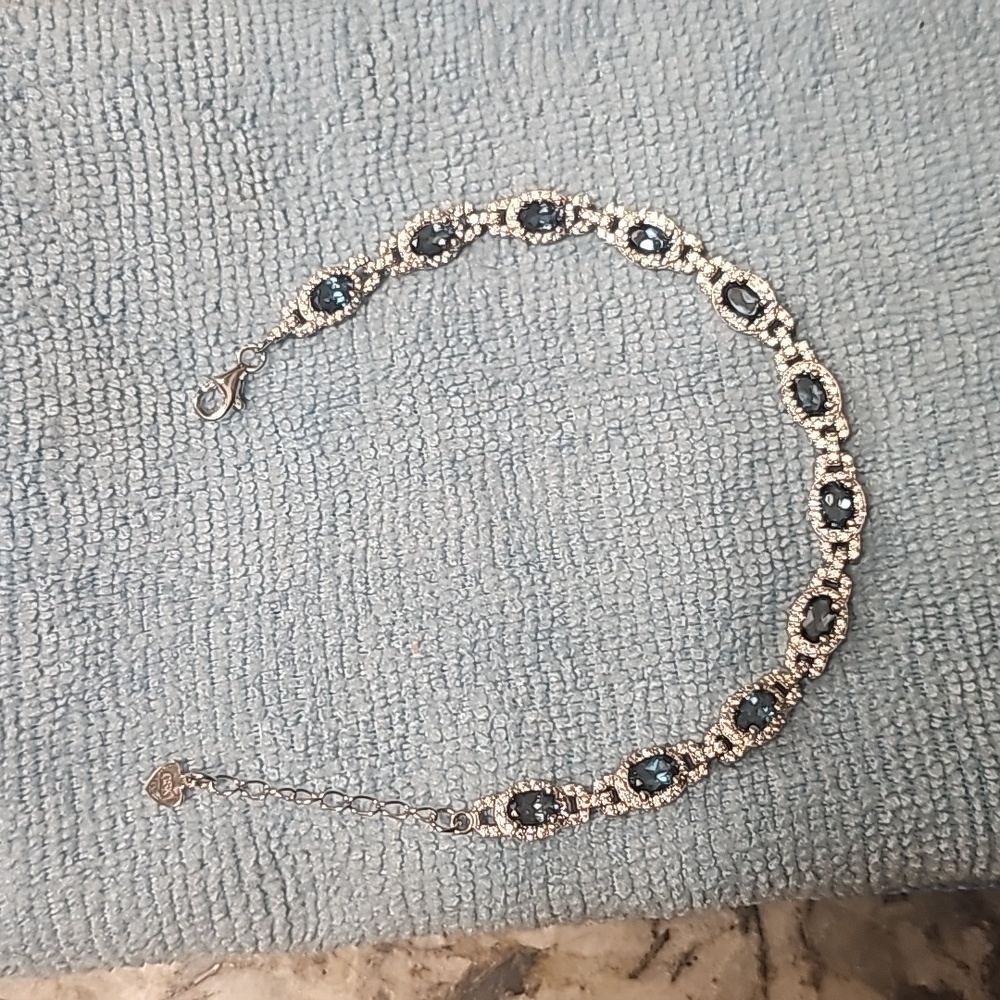 Ladies blue topaz adjustable bracelet sterling silver
